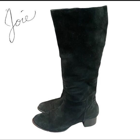 Joie Women's Black Suede Leather Pull On Heeled Boots 36 - Picture 1 of 4
